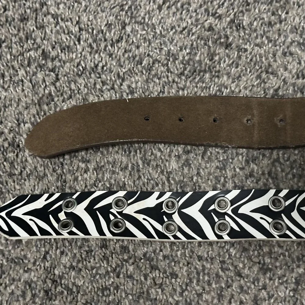Womens Belts Set of 2 Suede Leather Studded and Animal Zebra Print